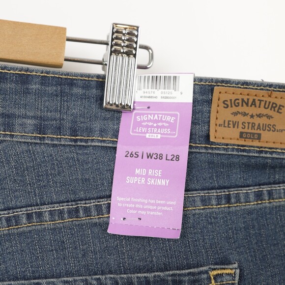 NWT Levi Strauss Simply Stretch Distressed Mid Rise Super Skinny size 26S - Picture 7 of 10